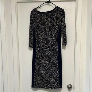 Lauren Ralph Lauren Navy and Cream Printed Midi Sheath Dress